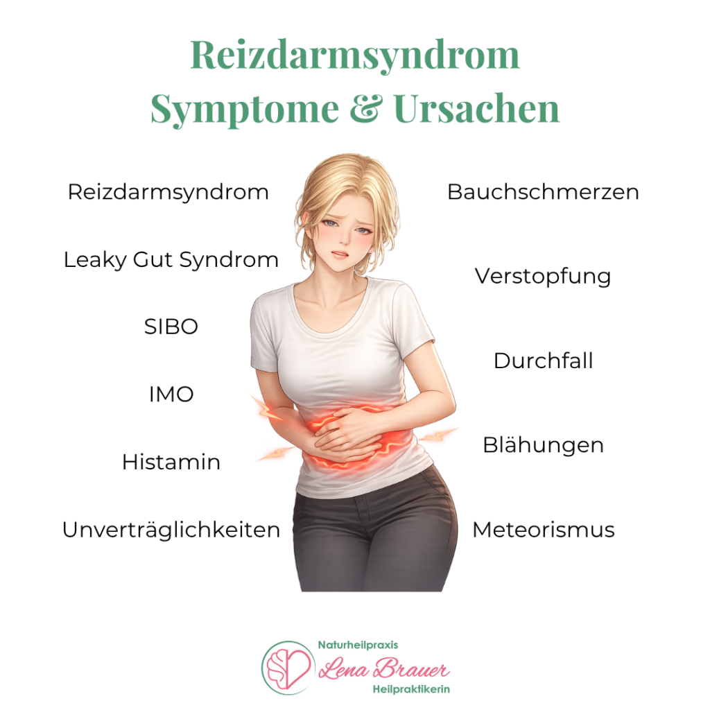 Frau mit Reizdarmsyndrom Colon irritable Symptome & Ursachen Naturheilkunde