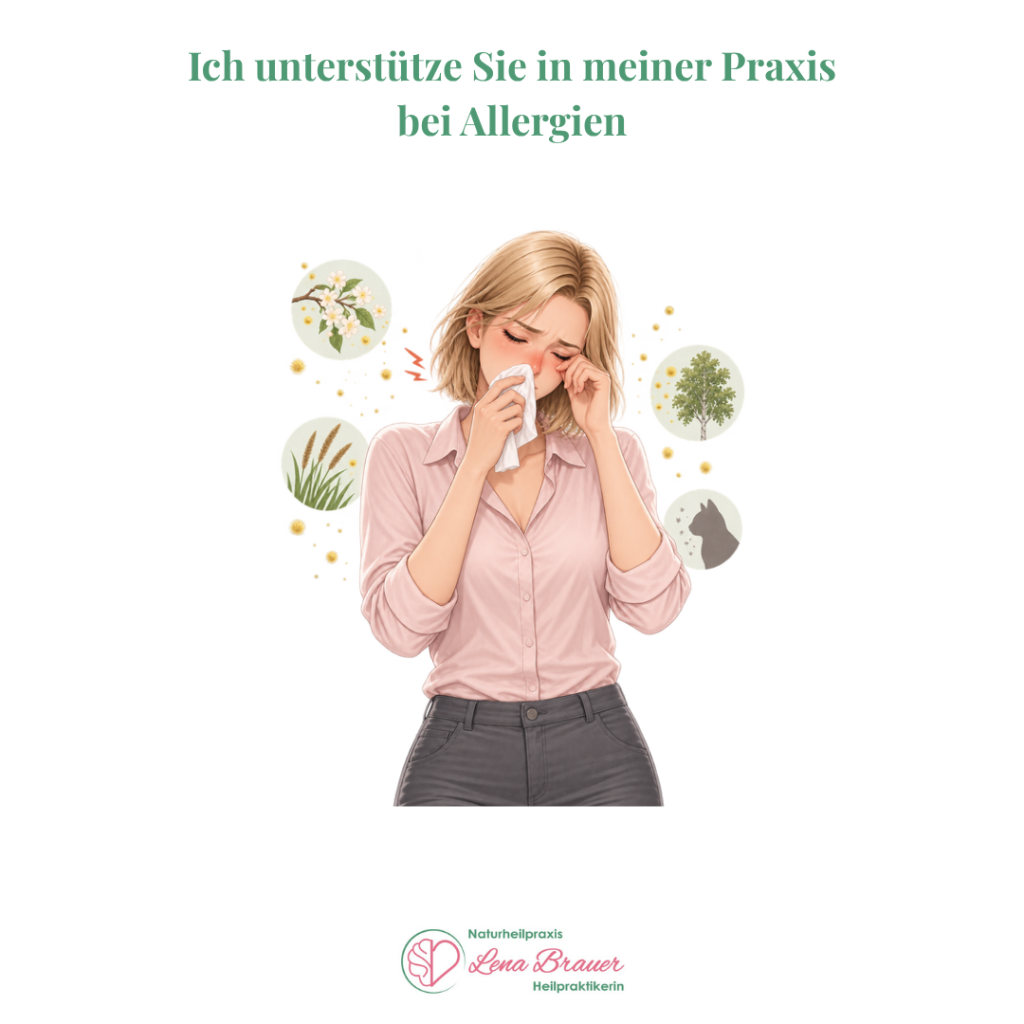 Allergie: Frau mit Allergiesymptomen, naturheilkundliche Behandlung bei Heilpraktikerin Lena Brauer in München