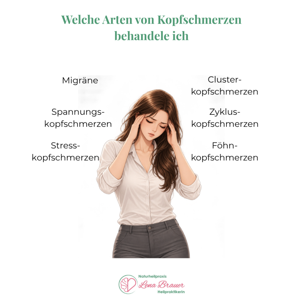 Kopfschmerzen und Migräne: Frau mit Kopfschmerzen, naturheilkundliche Behandlung bei Heilpraktikerin Lena Brauer in München