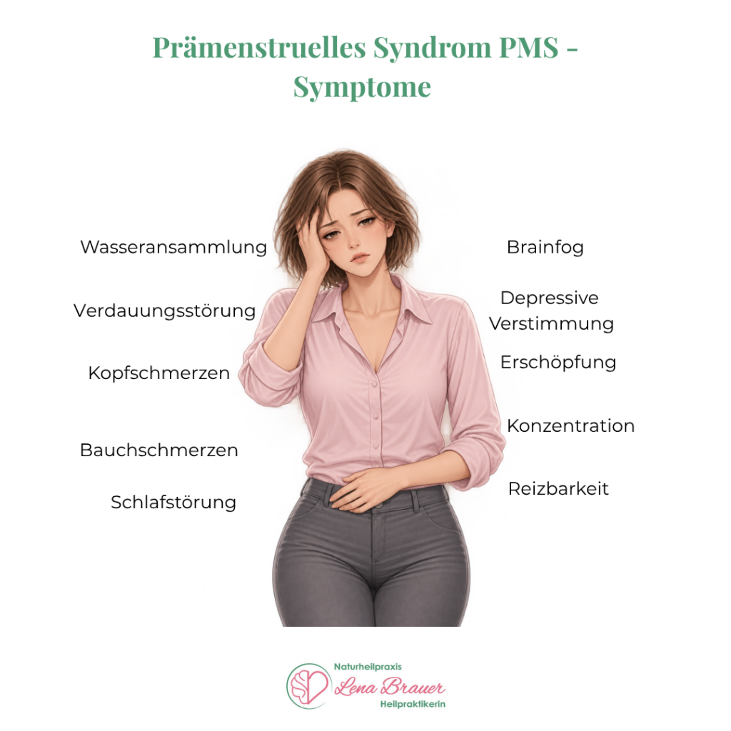 PMS, prämenstruelles Syndrom: Frau mit typischen PMS-Beschwerden, naturheilkundliche Behandlung bei Heilpraktikerin Lena Brauer in München